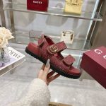 Gucci Red Crystal-Embellished Sandals – Double Strap, Chunky Heel, Iconic Horsebit Buckle, Original Box & Dust Bag - 图片 6