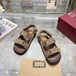 "Gucci GG Monogram Sandals – Double Strap, Signature Pattern, Chunky Sole, Original Box & Dust Bag  "