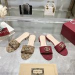 Gucci GG Logo Slides – Beige Monogram or Red Crystal, Double G Buckle, Original Box & Dust Bag (Choose One)