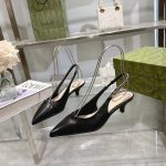 Gucci Chain-Strap Slingback Pumps – Pointed Toe, Black & Red Leather, Original Box & Dust Bag - 图片 10