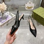 Gucci Chain-Strap Slingback Pumps – Pointed Toe, Black & Red Leather, Original Box & Dust Bag - 图片 9