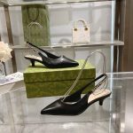 Gucci Chain-Strap Slingback Pumps – Pointed Toe, Black & Red Leather, Original Box & Dust Bag - 图片 7