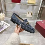 Gucci GG Monogram Loafers – Navy Blue Canvas, Horsebit Buckle, Original Box & Dust Bag - 图片 7