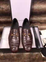 Gucci Crocodile-Embossed Loafers – Deep Brown Leather, Gold-Tone Horsebit Buckle, Premium Craftsmanship - 图片 9