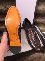Gucci Crocodile-Embossed Loafers – Deep Brown Leather, Gold-Tone Horsebit Buckle, Premium Craftsmanship - 图片 8