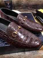 Gucci Crocodile-Embossed Loafers – Deep Brown Leather, Gold-Tone Horsebit Buckle, Premium Craftsmanship - 图片 7