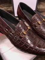 Gucci Crocodile-Embossed Loafers – Deep Brown Leather, Gold-Tone Horsebit Buckle, Premium Craftsmanship - 图片 4
