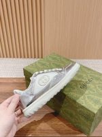 Gucci Silver Metallic Sneakers – Reflective Leather, GG Logo Patch, Chunky White Sole - 图片 6