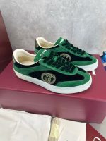 Gucci Green Velvet Sneakers – Black Leather Panel, Embroidered GG Logo, Premium Craftsmanship