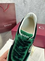 Gucci Green Velvet Sneakers – Black Leather Panel, Embroidered GG Logo, Premium Craftsmanship - 图片 3