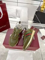 Gucci Olive Suede Sneakers – Web Stripe Detail, Metal Ring Pull Tabs, Premium Craftsmanship - 图片 8