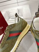 Gucci Olive Suede Sneakers – Web Stripe Detail, Metal Ring Pull Tabs, Premium Craftsmanship - 图片 4