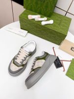 Gucci GG Print Dad Sneakers – Gray & Olive Green Paneling, Chunky Sole, Iconic Monogram Fabric - 图片 8