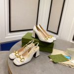 Gucci White Leather Pumps – Gold-Tone Horsebit Buckle, Square-Toe Design, Chunky Heel - 图片 8