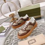 Gucci Brown Leather & GG Canvas Sneakers – Premium Paneling, Chunky Sole, Iconic Monogram Design - 图片 8