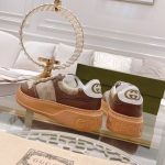Gucci Brown Leather & GG Canvas Sneakers – Premium Paneling, Chunky Sole, Iconic Monogram Design - 图片 4