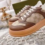 Gucci Brown Leather & GG Canvas Sneakers – Premium Paneling, Chunky Sole, Iconic Monogram Design - 图片 3