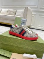 "Gucci GG Print Sneakers – Red Rubber Sole, Web Stripe Detail, Iconic Monogram Canvas  " - 图片 7