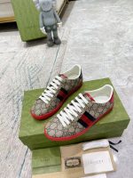 "Gucci GG Print Sneakers – Red Rubber Sole, Web Stripe Detail, Iconic Monogram Canvas  "