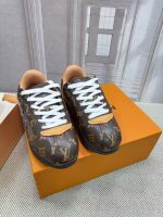 Louis Vuitton Monogram Leather Sneakers – Iconic Brown Pattern, White Laces, Timeless Design
