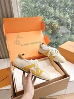 Louis Vuitton Beige & Yellow Leather Sneakers – Minimalist Design, Iconic Craftsmanship, Everyday Luxury