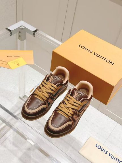 Louis Vuitton Brown Leather Sneakers – Vintage-Inspired Design, Premium Craftsmanship, Timeless Elegance