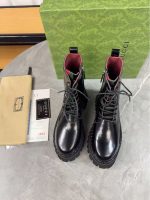Gucci Black Leather Combat Boots – Red Lining, Chunky Sole, Military-Inspired Design - 图片 7