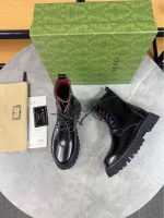 Gucci Black Leather Combat Boots – Red Lining, Chunky Sole, Military-Inspired Design - 图片 6