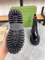 Gucci Black Leather Combat Boots – Red Lining, Chunky Sole, Military-Inspired Design - 图片 3