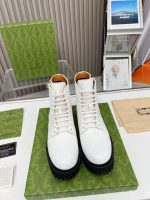 Gucci White Embossed Leather Hiking Boots – Monogram Pattern, Chunky Sole, Minimalist Luxury - 图片 8