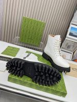 Gucci White Embossed Leather Hiking Boots – Monogram Pattern, Chunky Sole, Minimalist Luxury - 图片 5
