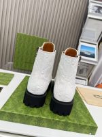 Gucci White Embossed Leather Hiking Boots – Monogram Pattern, Chunky Sole, Minimalist Luxury - 图片 3