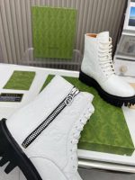 Gucci White Embossed Leather Hiking Boots – Monogram Pattern, Chunky Sole, Minimalist Luxury - 图片 2