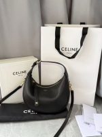 Celine Half Moon Bag – Iconic Crescent Shape, Grained Leather, Designer Shoulder Bag with Detachable Strap