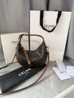 Celine Half Moon Bag – Iconic Crescent Shape, Grained Leather, Designer Shoulder Bag with Detachable Strap