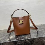 Celine Bucket Bag – Iconic Double C Clasp, Smooth Leather, Designer Tote with Top Handle and Detachable Strap