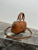 Celine Classic Leather Bowling Bag – Iconic Embossed Double C Logo, Smooth Leather, Designer Top-Handle Bag with Detachable Strap - 图片 8