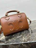 Celine Classic Leather Bowling Bag – Iconic Embossed Double C Logo, Smooth Leather, Designer Top-Handle Bag with Detachable Strap - 图片 6
