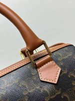 Celine Classic Leather Bowling Bag – Iconic Embossed Double C Logo, Smooth Leather, Designer Top-Handle Bag with Detachable Strap - 图片 7