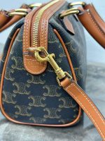 Celine Classic Leather Bowling Bag – Iconic Embossed Double C Logo, Smooth Leather, Designer Top-Handle Bag with Detachable Strap - 图片 6