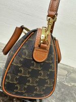 Celine Classic Leather Bowling Bag – Iconic Embossed Double C Logo, Smooth Leather, Designer Top-Handle Bag with Detachable Strap - 图片 5