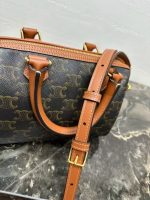 Celine Classic Leather Bowling Bag – Iconic Embossed Double C Logo, Smooth Leather, Designer Top-Handle Bag with Detachable Strap - 图片 4