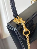 Celine Classic Mini Box Bag – Iconic Double C Clasp, Glossy Leather, Designer Mini Tote with Chain Strap - 图片 5