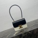 Celine Classic Mini Box Bag – Iconic Double C Clasp, Two-Tone Leather Design, Designer Mini Tote with Top Handle