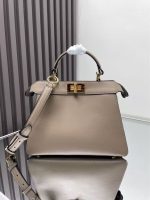 Celine-Style Mini Handbag – Iconic Gold-Tone Lock Clasp, Smooth Leather, Structured Silhouette with Detachable Shoulder Strap