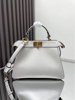 Celine-Style Mini Handbag – Iconic Gold-Tone Lock Clasp, Smooth Leather, Structured Silhouette with Detachable Shoulder Strap