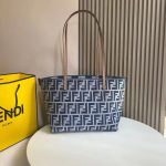 Fendi-Style Striped Tote Bag – Navy & Light Gray Vertical Stripes, Premium Canvas with Leather Handles, Perfect for Summer & Everyday Use - 图片 9