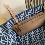 Fendi-Style Striped Tote Bag – Navy & Light Gray Vertical Stripes, Premium Canvas with Leather Handles, Perfect for Summer & Everyday Use - 图片 5