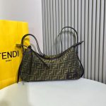 Fendi-Style Mini Camera Bag – Iconic Zucca FF Monogram Print, Brown Leather Trim, Gold-Tone Lock Clasp with Adjustable Strap
