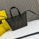 Fendi-Style Mini Camera Bag – Iconic Zucca FF Monogram Print, Brown Leather Trim, Gold-Tone Lock Clasp with Adjustable Strap